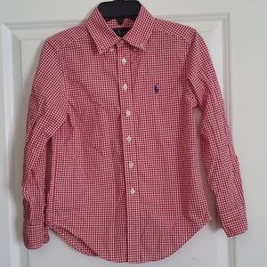 RALPH LAUREN Boys Red Gingham Button-Down Shirt